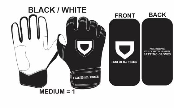 PRE-ORDER* Black “I Can Do All Things” Batting Gloves