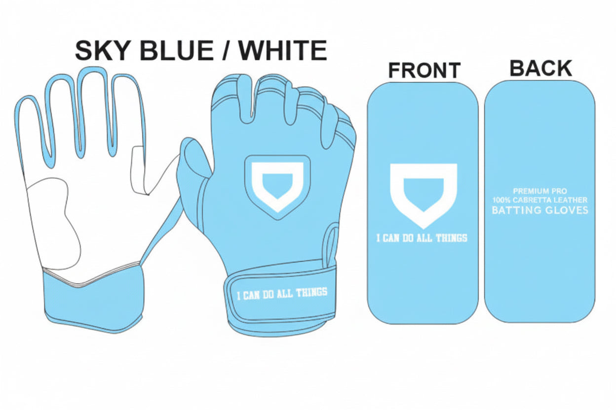 PRE-ORDER* Sky Blue “I Can Do All Things” Batting Gloves