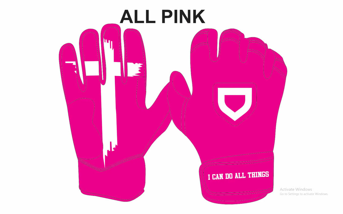 PRE-ORDER* Pink Cross “I Can Do All Things” Batting Gloves